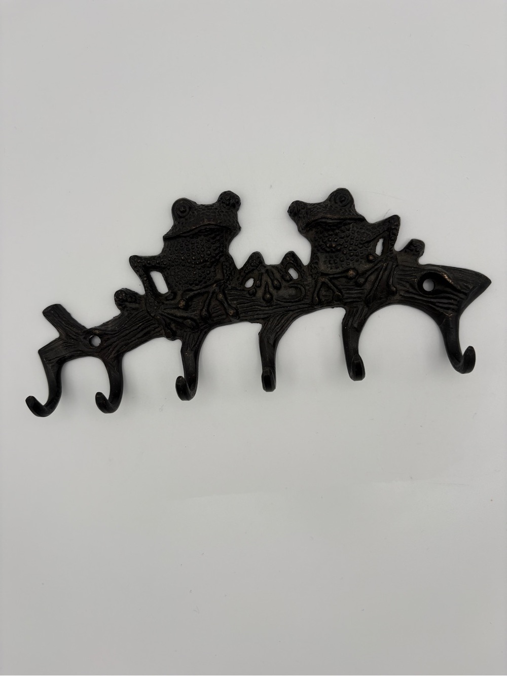 Cast Iron Frog 6 Hook Wall Hanger Key Rack
